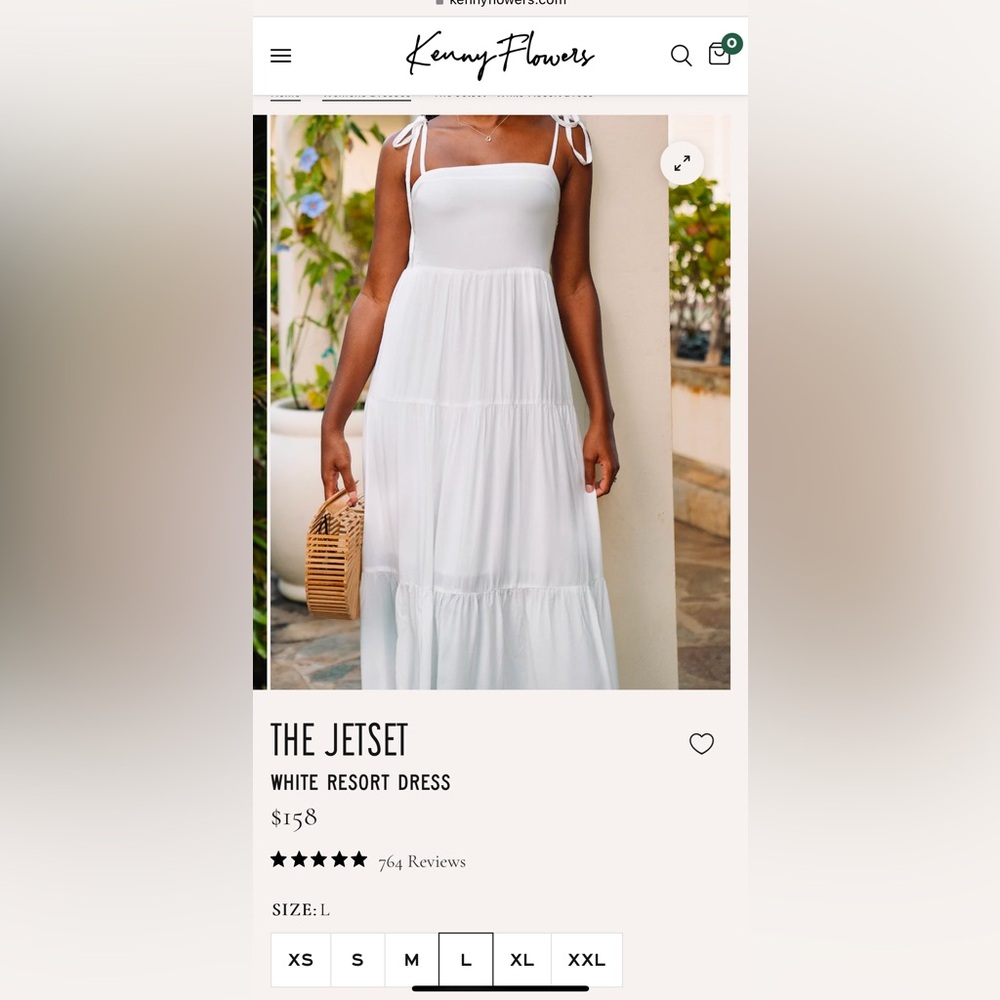 Like new! Kelly Flowers Jetset white Resort maxi dress. 🌴 worn once, size L - Picture 3 of 8